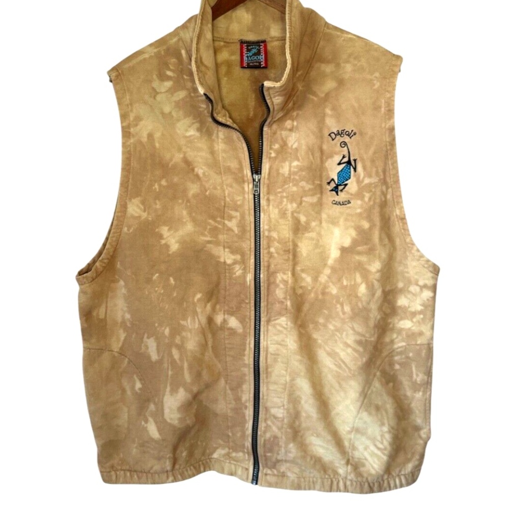 Vintage Dagoli Canada Acid Wash Tie Dye Zip Up Sweatshirt Vest XL